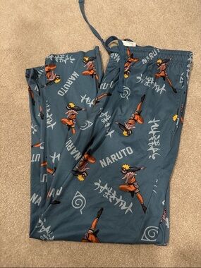Naruto Men Sleepwear medium Blue‎ Pajama Jogger Graphic Print Anime Characters